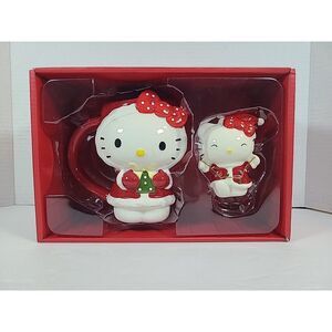 Blue Sky Clayworks Hello Kitty‎ Red & White Christmas Dress Mug & Figurine Set